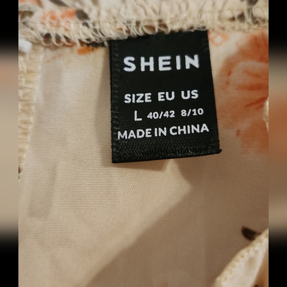 ❤️SHEIN Cream Cherry Blossom Long Sleeve Dress. Large - Picture 2 of 3